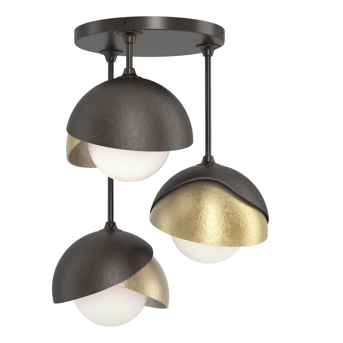 Hubbardton Forge - 121374-SKT-14-86-GG0711 - Three Light Semi-Flush Mount - Brooklyn - Oil Rubbed Bronze