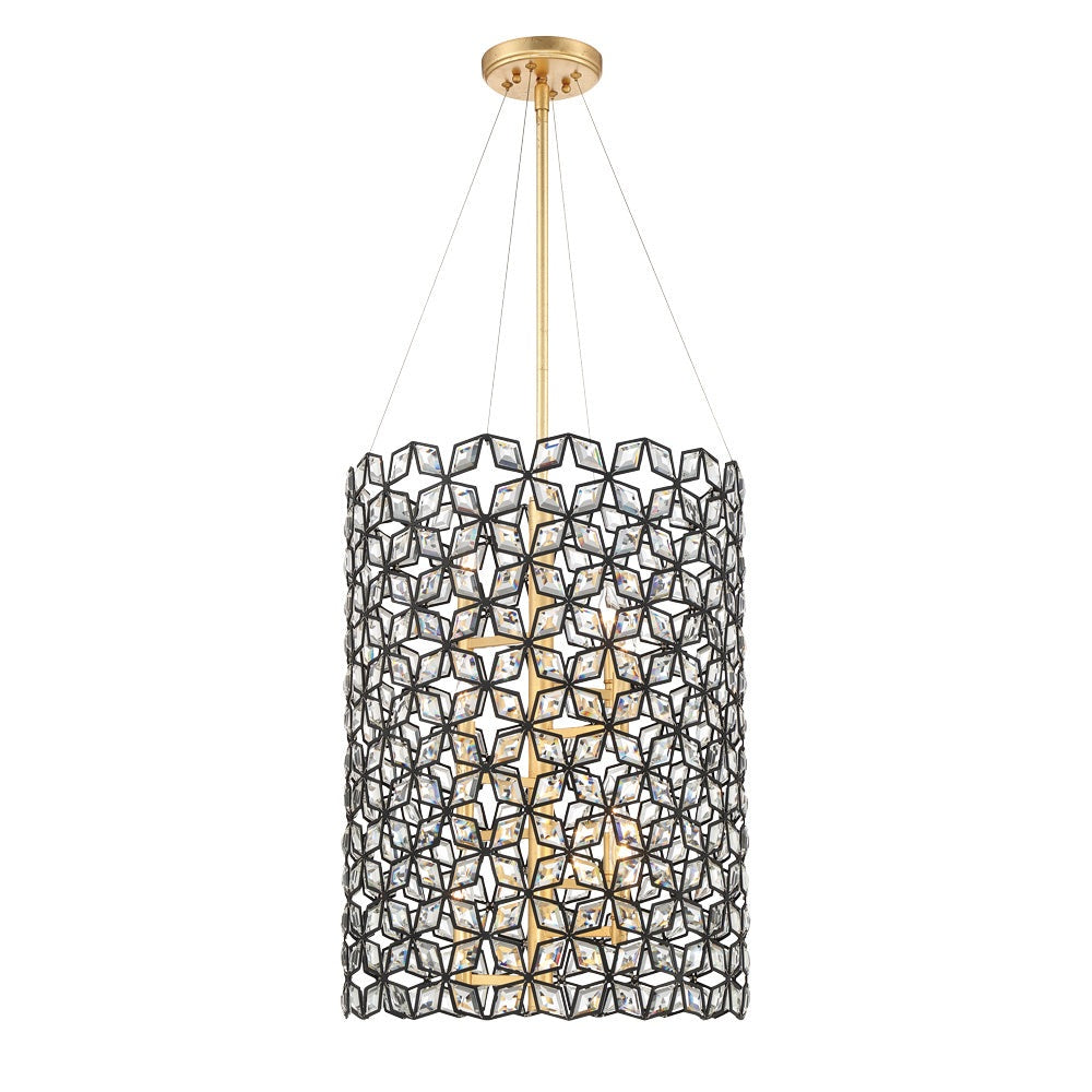 Metropolitan - N7847-711 - Eight Light Foyer Pendant - Brookcrest - Sand Coal With Gold Highlights
