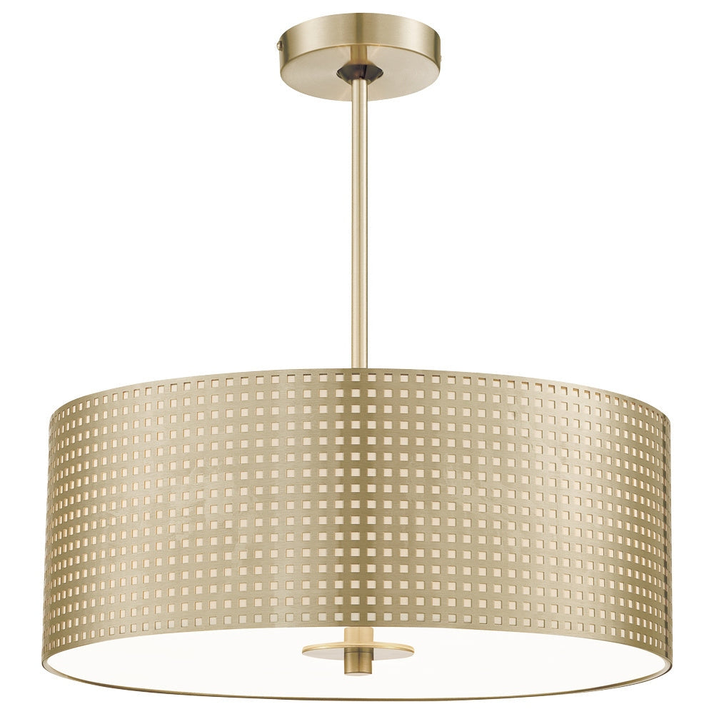George Kovacs - P5743-695 - Three Light Pendant - Grid - Soft Rass