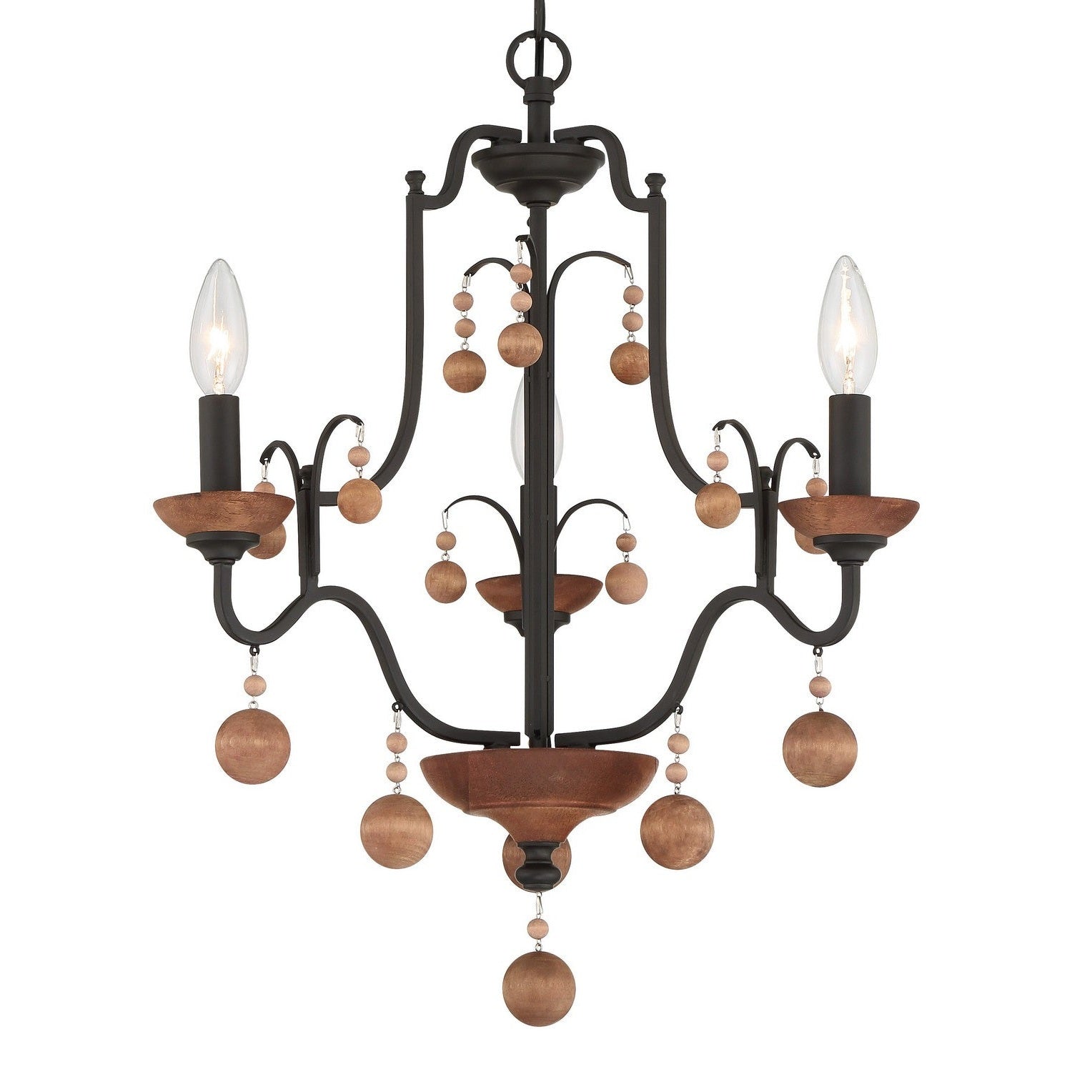 Minka-Lavery - 2663-723 - Three Light Chandelier - Colonial Charm - Old World Bronze W/Walnut Acce
