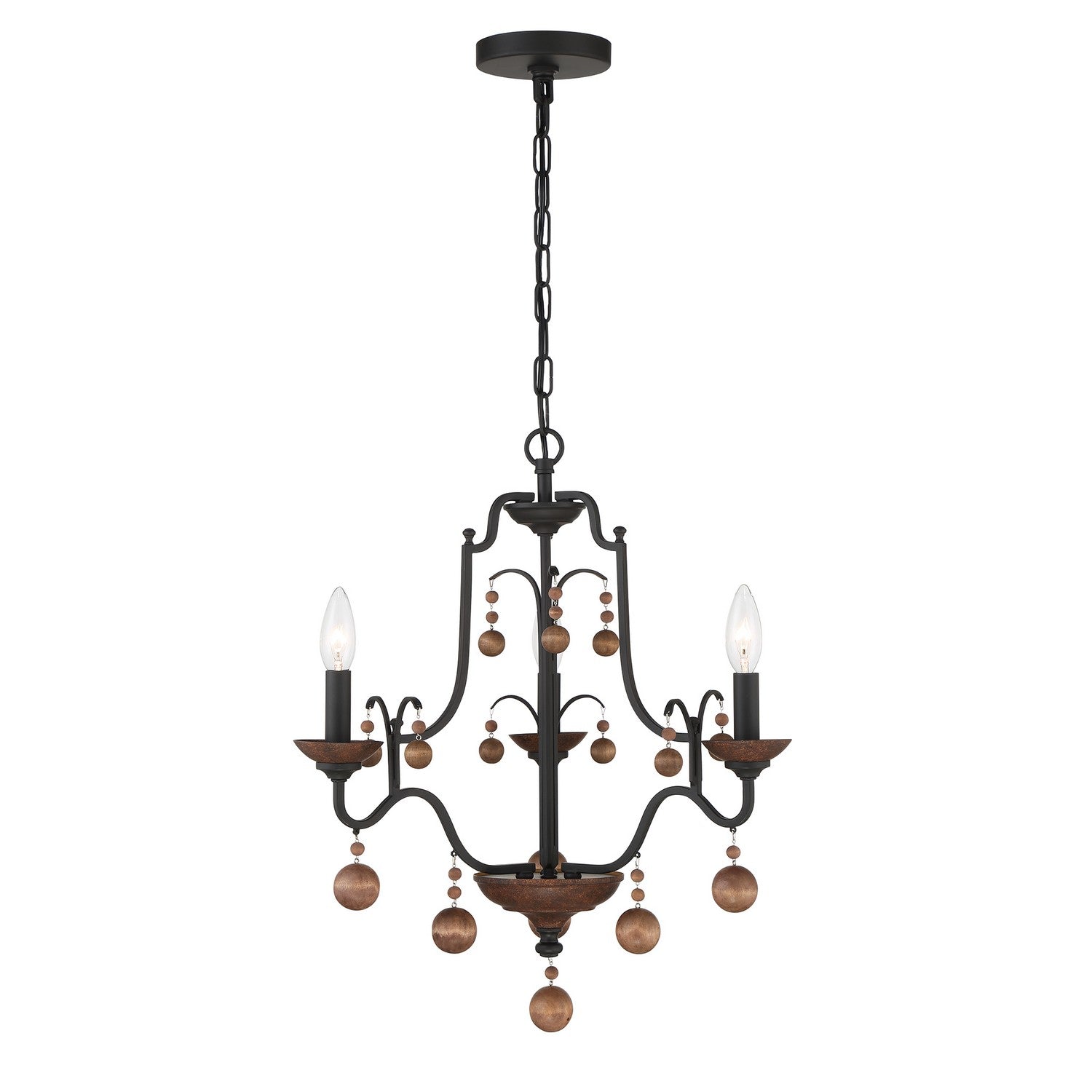 Minka-Lavery - 2663-723 - Three Light Chandelier - Colonial Charm - Old World Bronze W/Walnut Acce
