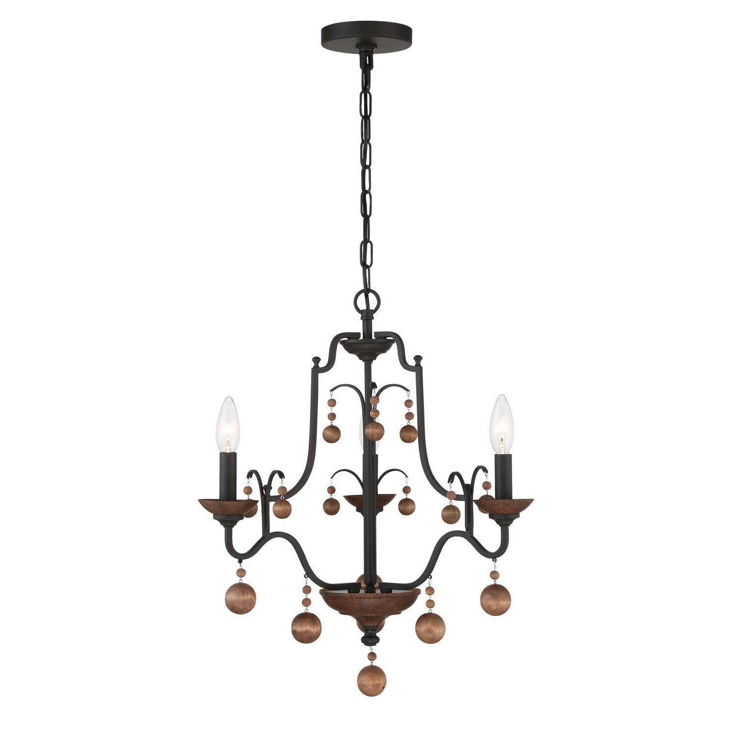 Minka-Lavery - 2663-723 - Three Light Chandelier - Colonial Charm - Old World Bronze W/Walnut Acce