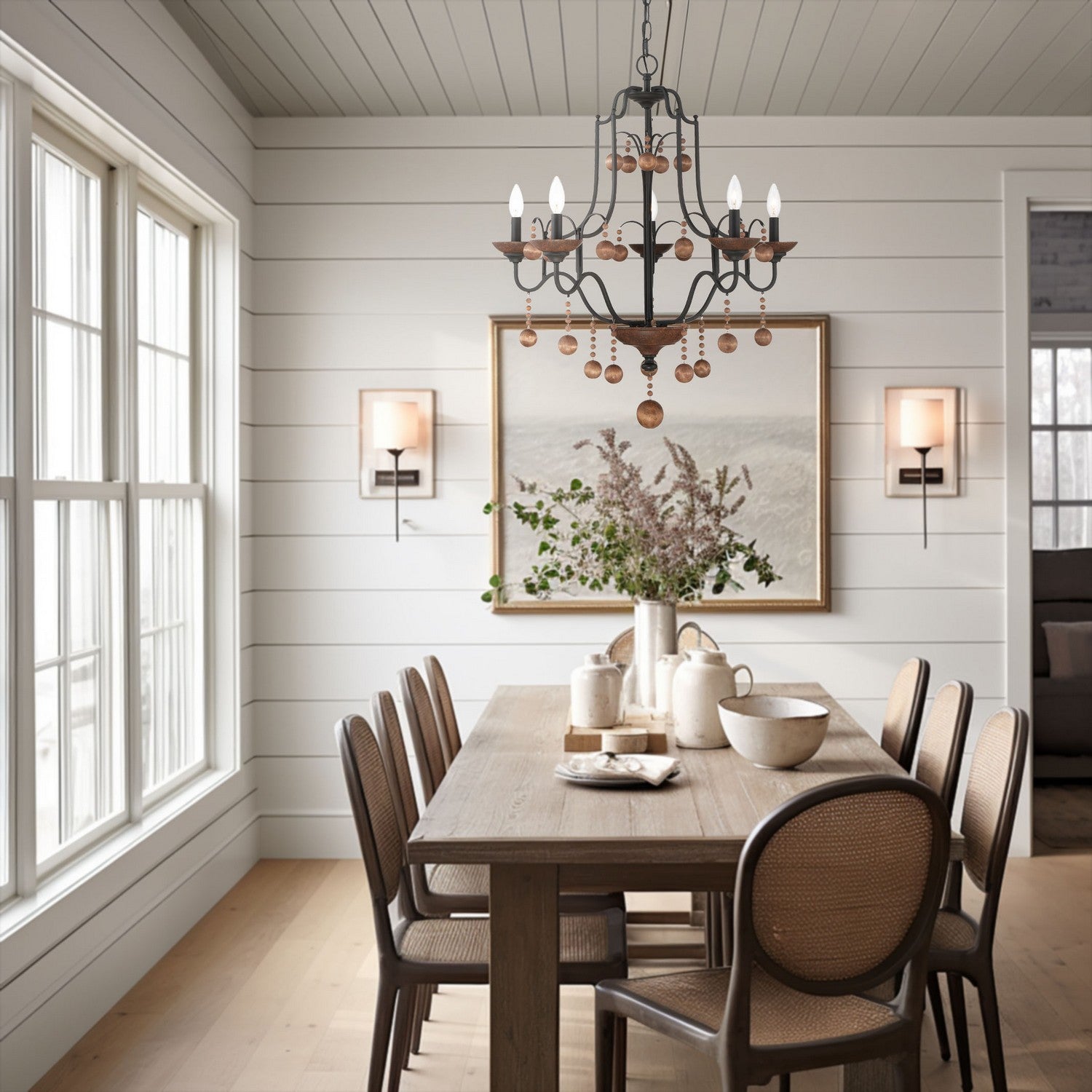 Minka-Lavery - 2665-723 - Five Light Chandelier - Colonial Charm - Old World Bronze W/Walnut Acce