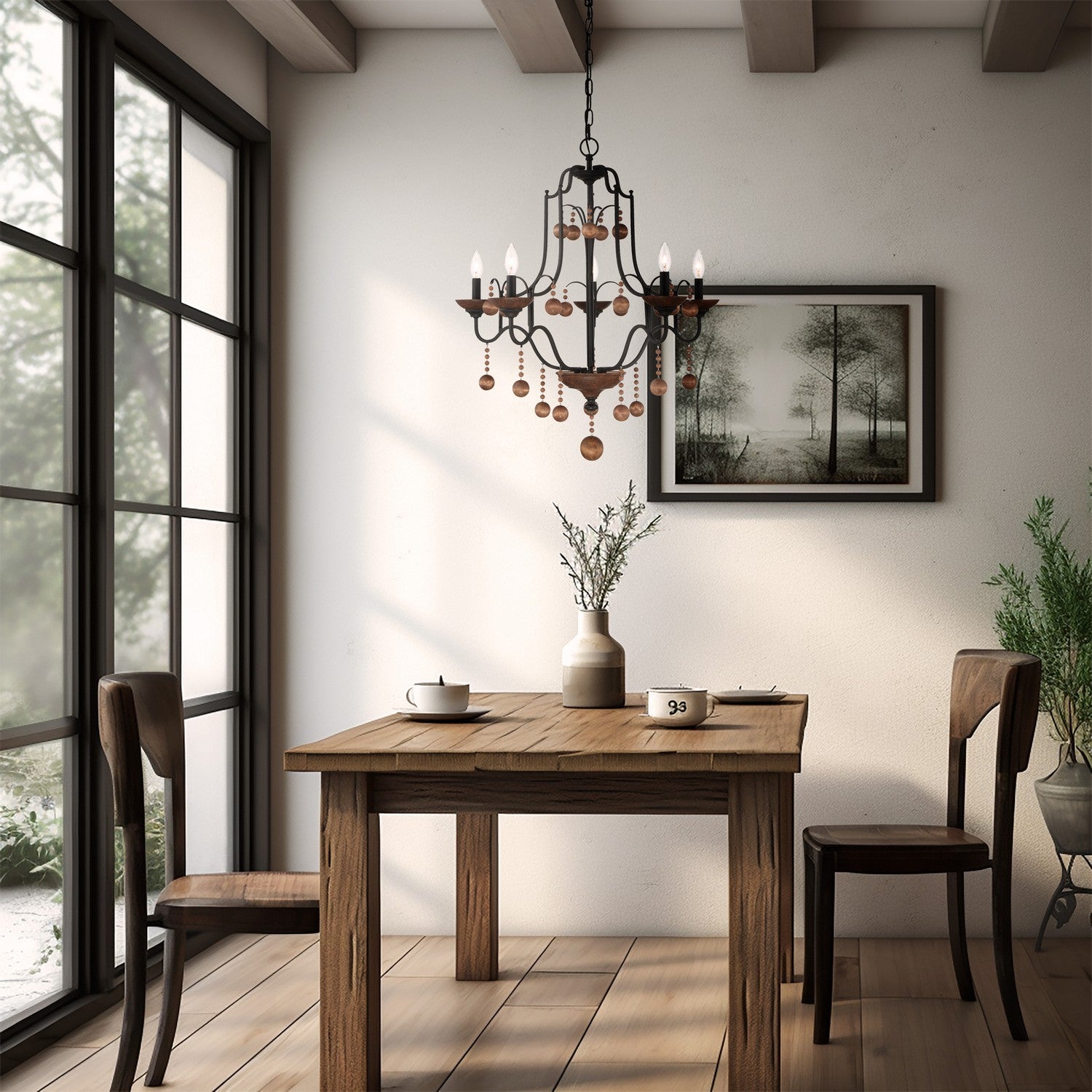 Minka-Lavery - 2665-723 - Five Light Chandelier - Colonial Charm - Old World Bronze W/Walnut Acce