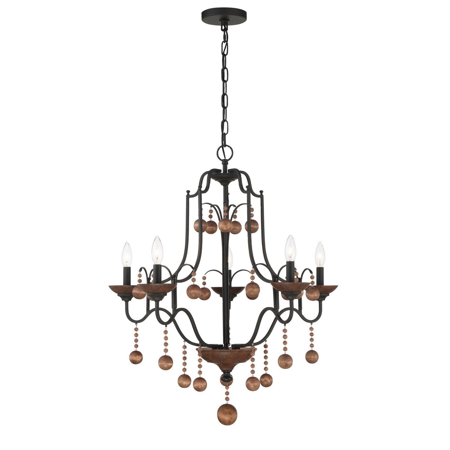 Minka-Lavery - 2665-723 - Five Light Chandelier - Colonial Charm - Old World Bronze W/Walnut Acce