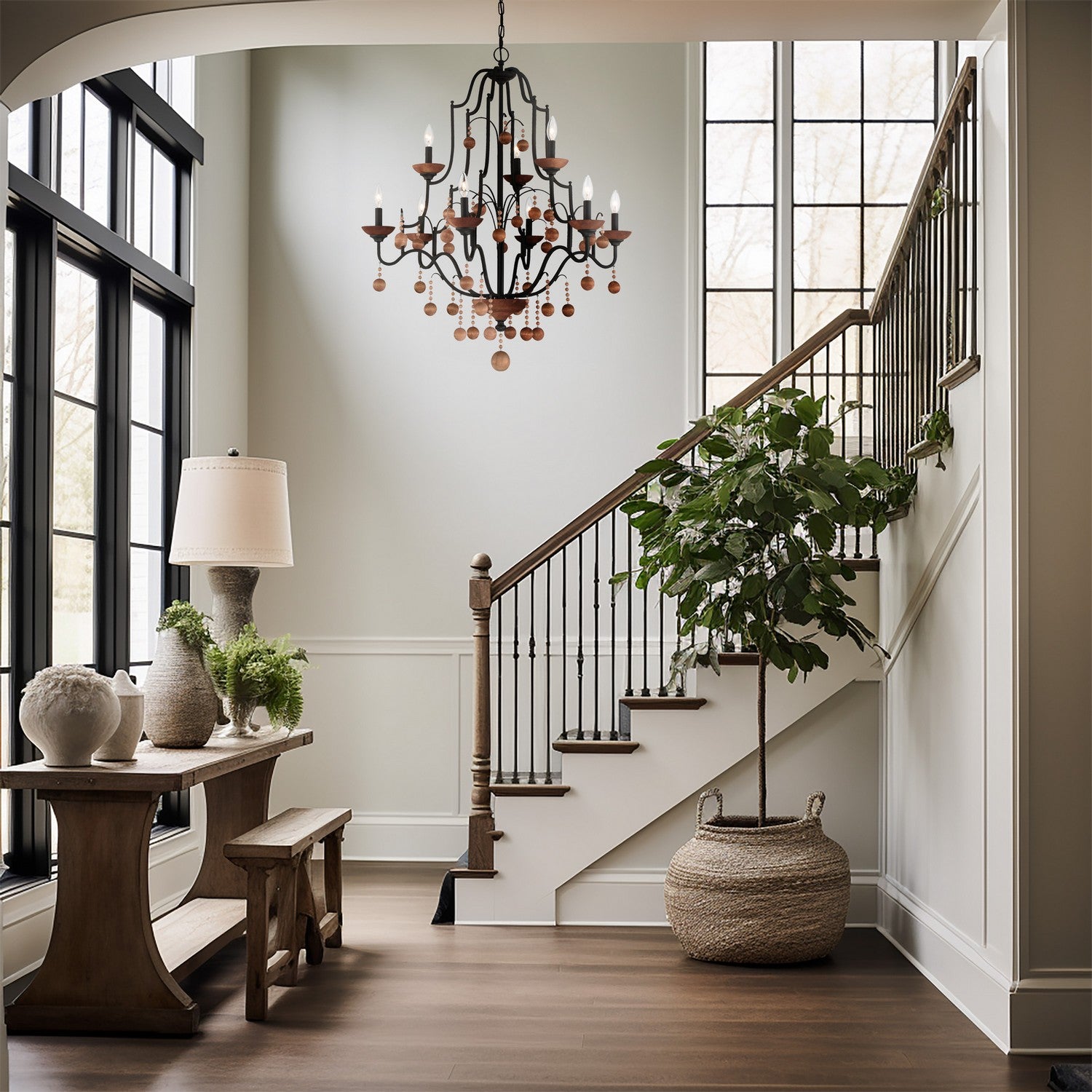 Minka-Lavery - 2669-723 - Nine Light Chandelier - Colonial Charm - Old World Bronze W/Walnut Acce