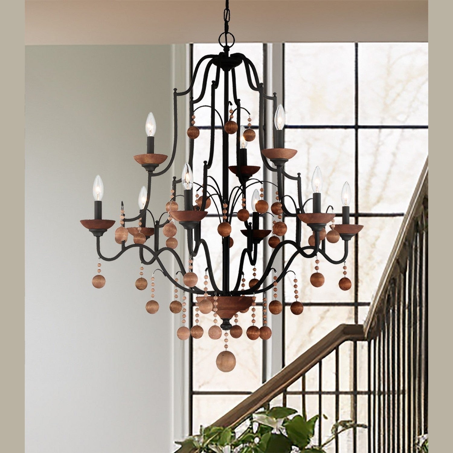 Minka-Lavery - 2669-723 - Nine Light Chandelier - Colonial Charm - Old World Bronze W/Walnut Acce