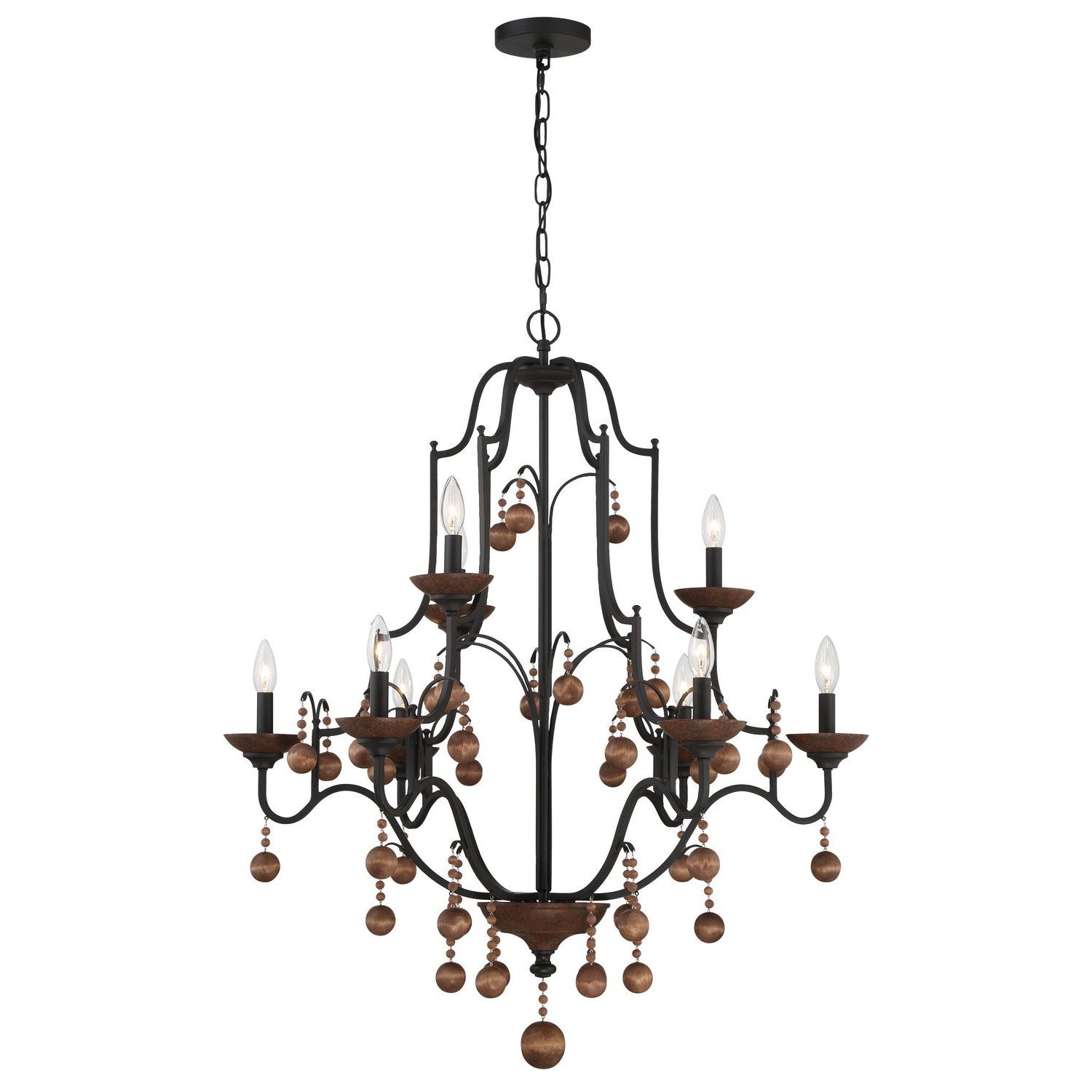 Minka-Lavery - 2669-723 - Nine Light Chandelier - Colonial Charm - Old World Bronze W/Walnut Acce