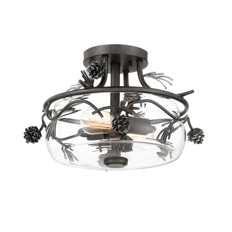 Minka-Lavery - 2753-694 - Two Light Semi Flush Mount - Ponderosa Ridge - Weathered Spruce W/ Silver
