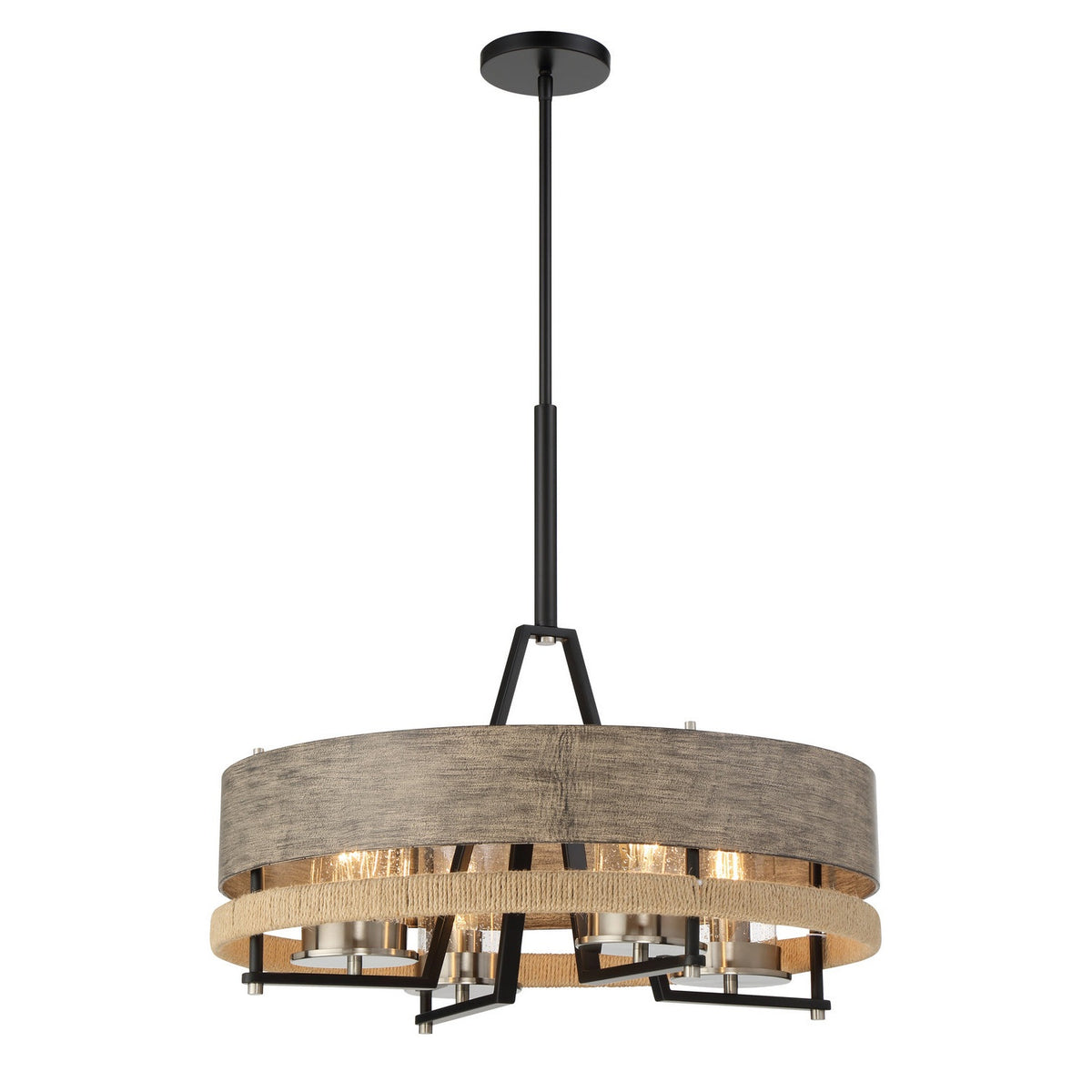 Minka-Lavery - 2765-733 - Four Light Chandelier - Silver Creek - Stone Grey, Coal & Brushed Nic