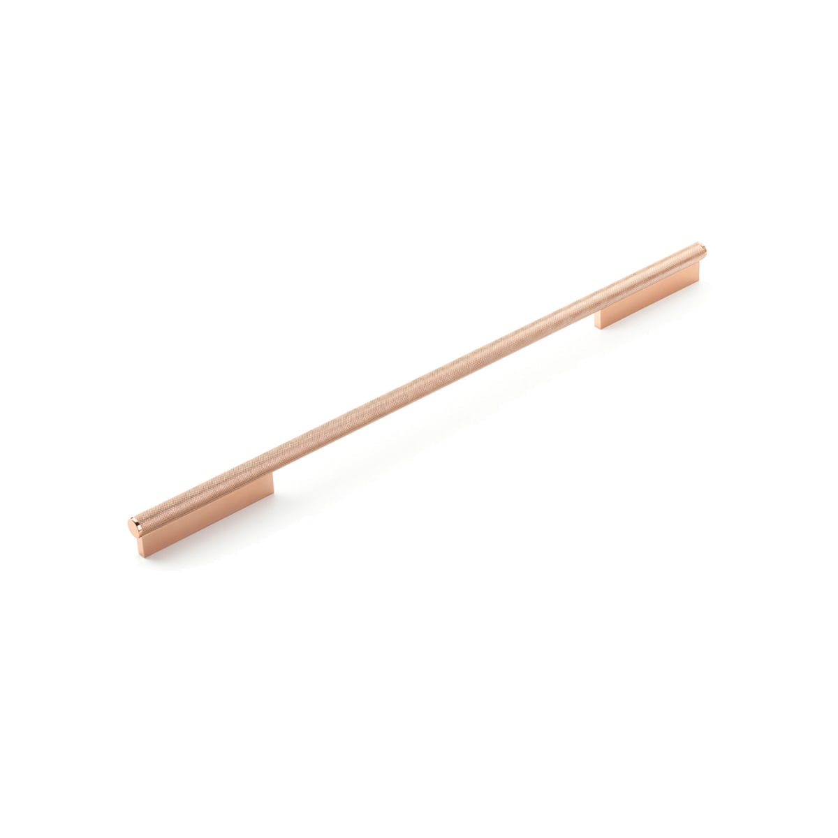 Schaub and Company - 1205-PRG - MODO Euro Modern 18" Center to Center Large Oversized Cabinet Pull with Knurled Metal Handle - Made in Brazil in Polished Rose Gold