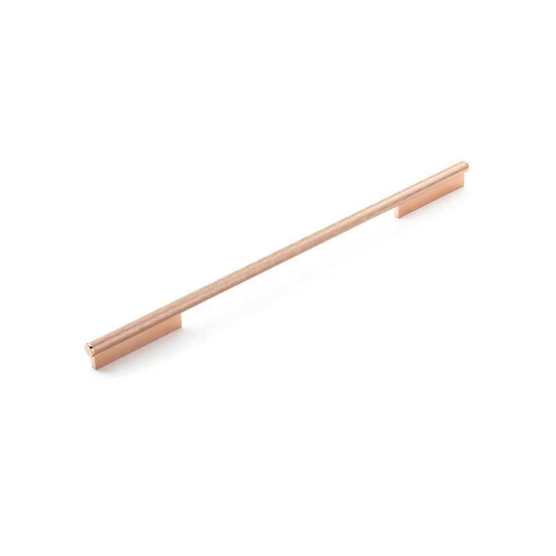 Schaub and Company - 1205-PRG - MODO Euro Modern 18" Center to Center Large Oversized Cabinet Pull with Knurled Metal Handle - Made in Brazil in Polished Rose Gold