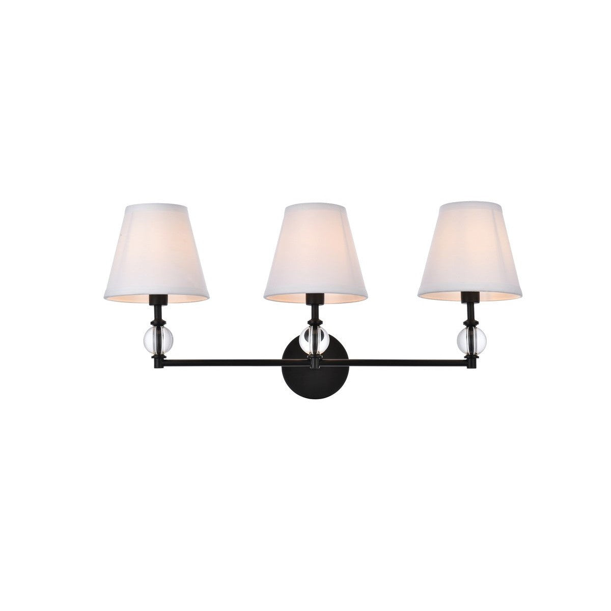 Elegant Lighting - LD7023W24BK - Three Light Bath - Bethany - Black and White Fabric Shade