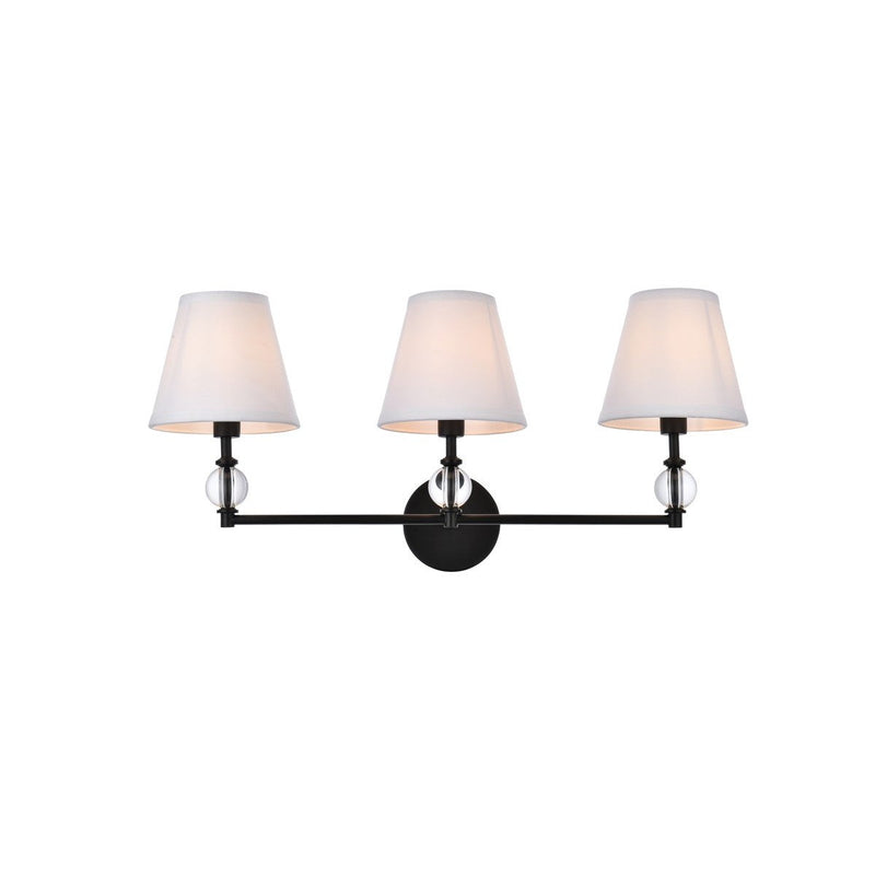 Elegant Lighting - LD7023W24BK - Three Light Bath - Bethany - Black and White Fabric Shade