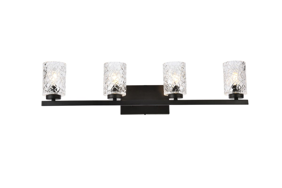 Elegant Lighting - LD7028W32BK - Four Light Bath - Cassie - Black and Clear Shade