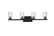 Elegant Lighting - LD7028W32BK - Four Light Bath - Cassie - Black and Clear Shade