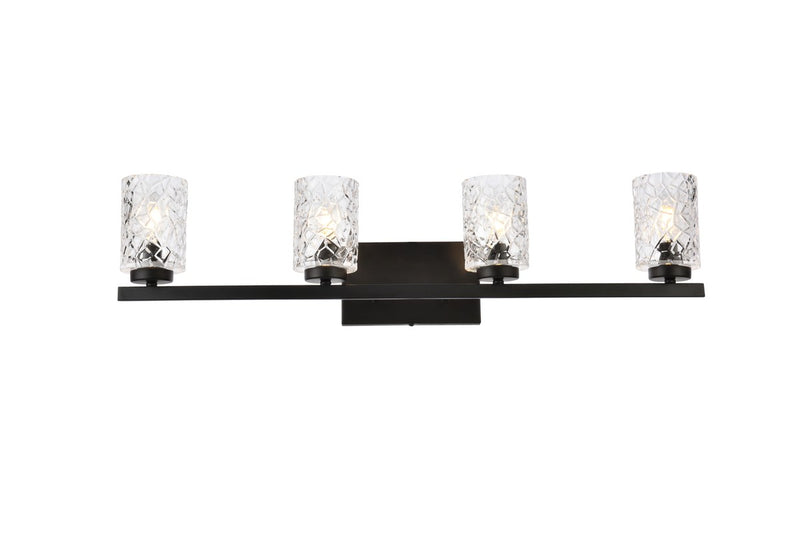 Elegant Lighting - LD7028W32BK - Four Light Bath - Cassie - Black and Clear Shade