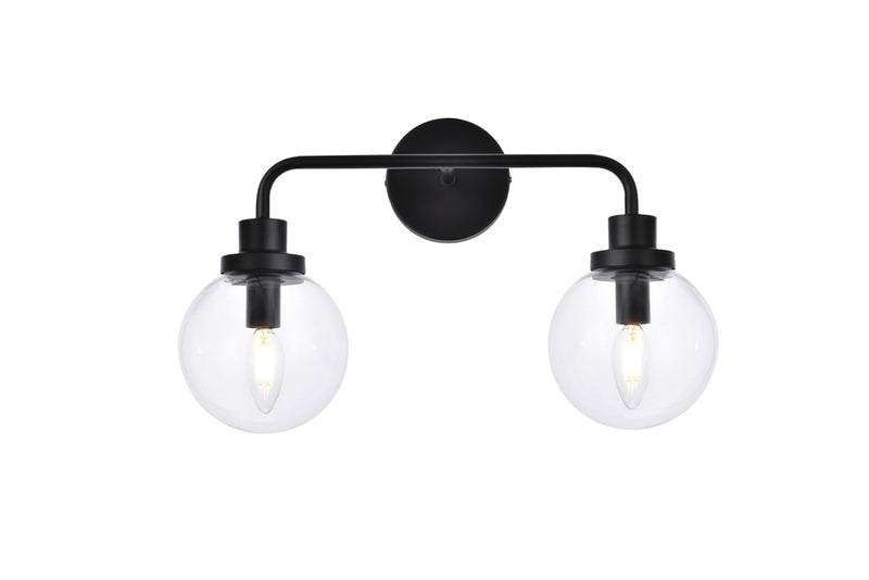 Elegant Lighting - LD7033W19BK - Two Light Bath - Hanson - Black and Clear Shade