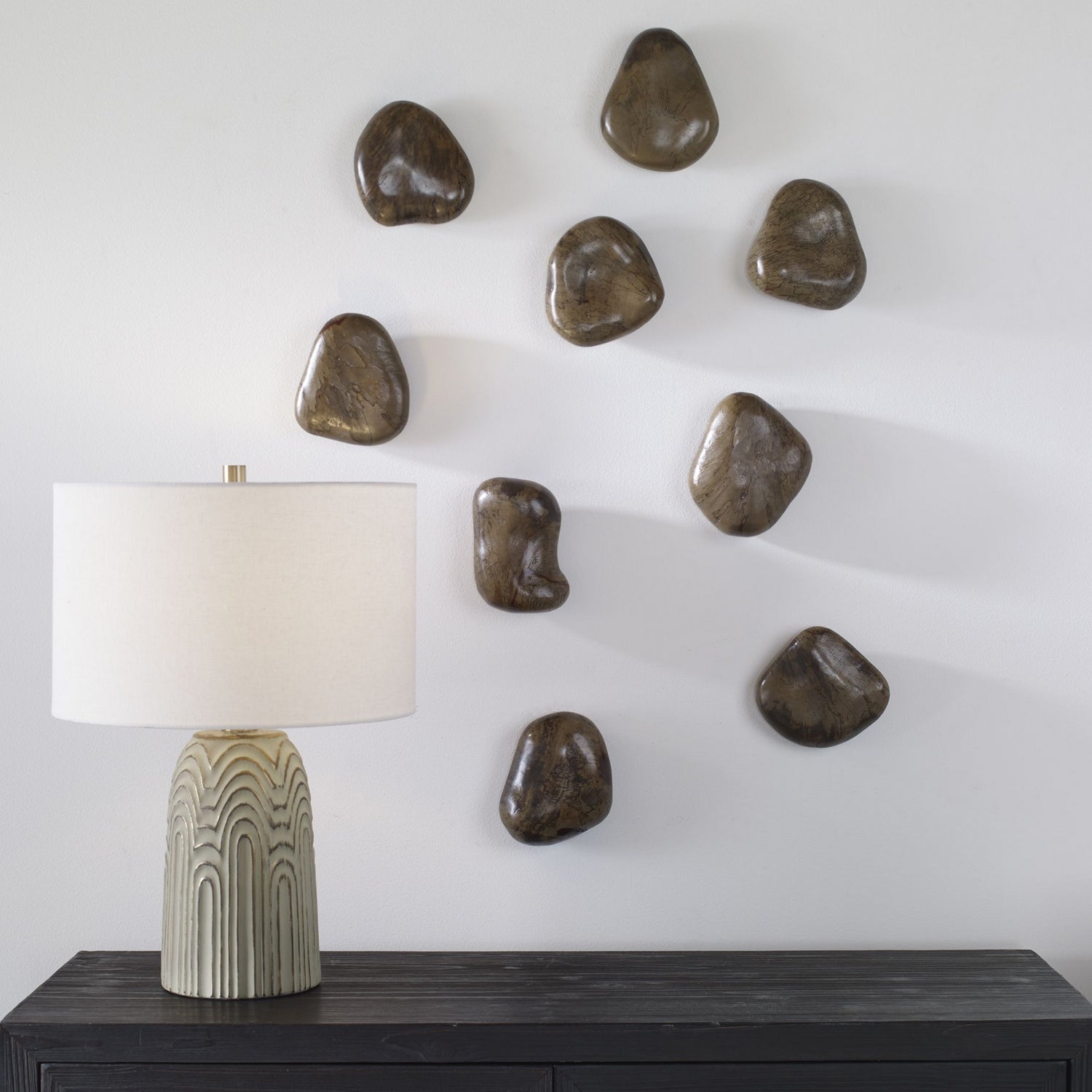 Uttermost - 04323 - Wall Decor, S/9 - Pebbles - Walnut Brown