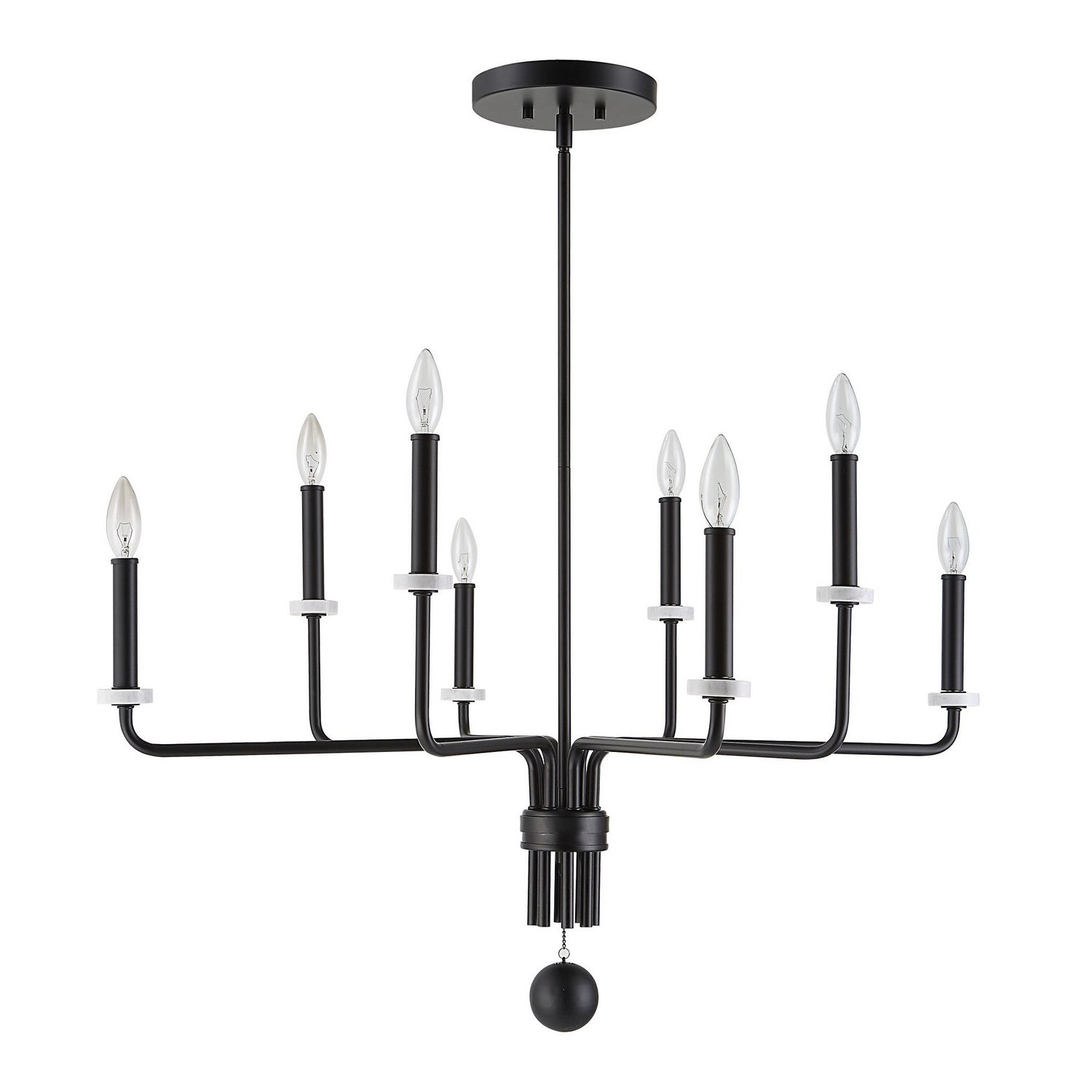 Uttermost - 21353 - Eight Light Chandelier - Ebony - Matte Black With White Marble