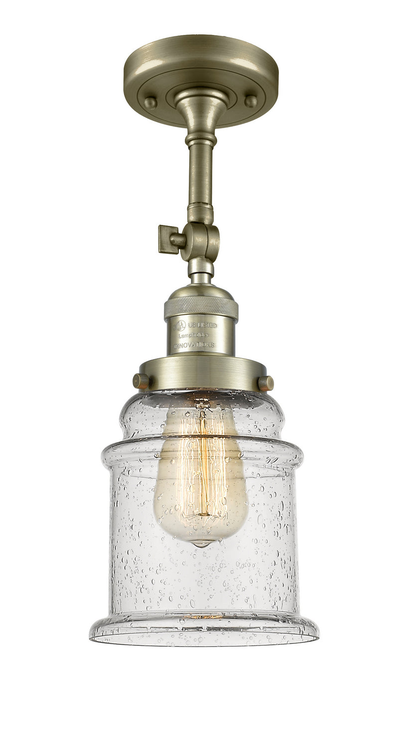 Innovations - 201F-AB-G184 - One Light Semi-Flush Mount - Franklin Restoration - Antique Brass