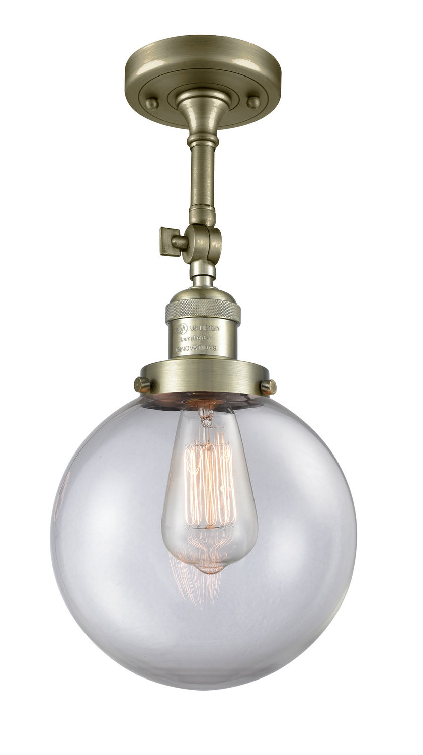 Innovations - 201F-AB-G202-8 - One Light Semi-Flush Mount - Franklin Restoration - Antique Brass
