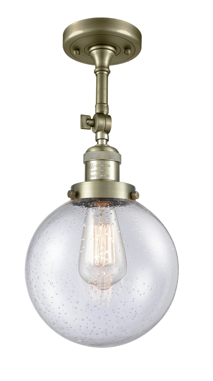 Innovations - 201F-AB-G204-8 - One Light Semi-Flush Mount - Franklin Restoration - Antique Brass