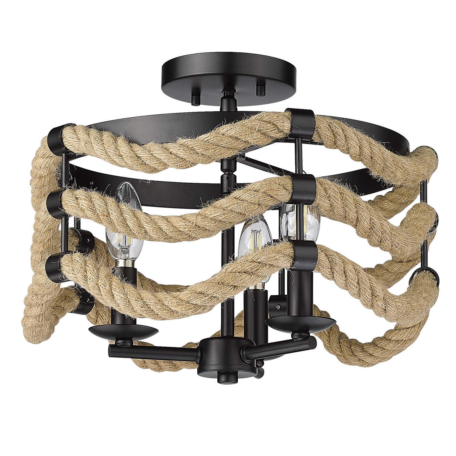 Golden - 1083-3SF BLK - Three Light Semi-Flush Mount - Marissa - Matte Black