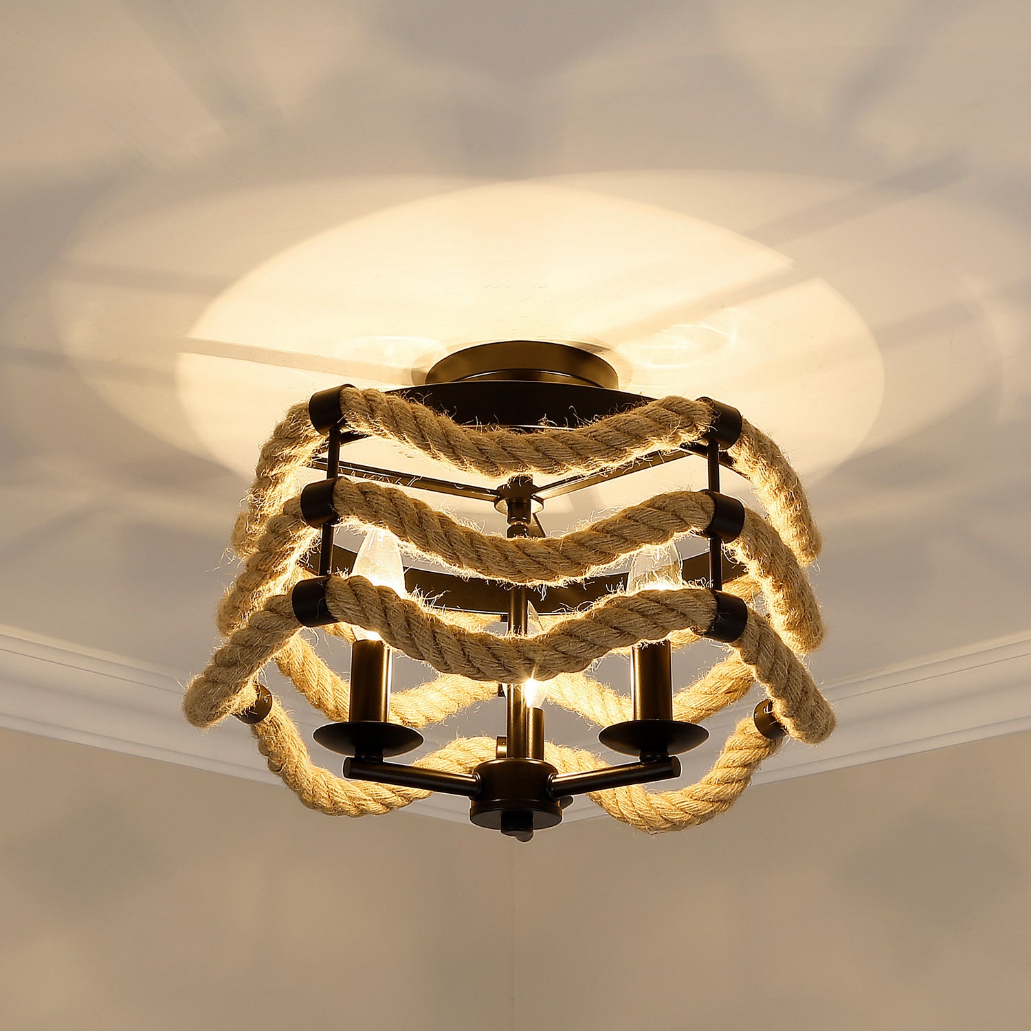 Golden - 1083-3SF BLK - Three Light Semi-Flush Mount - Marissa - Matte Black