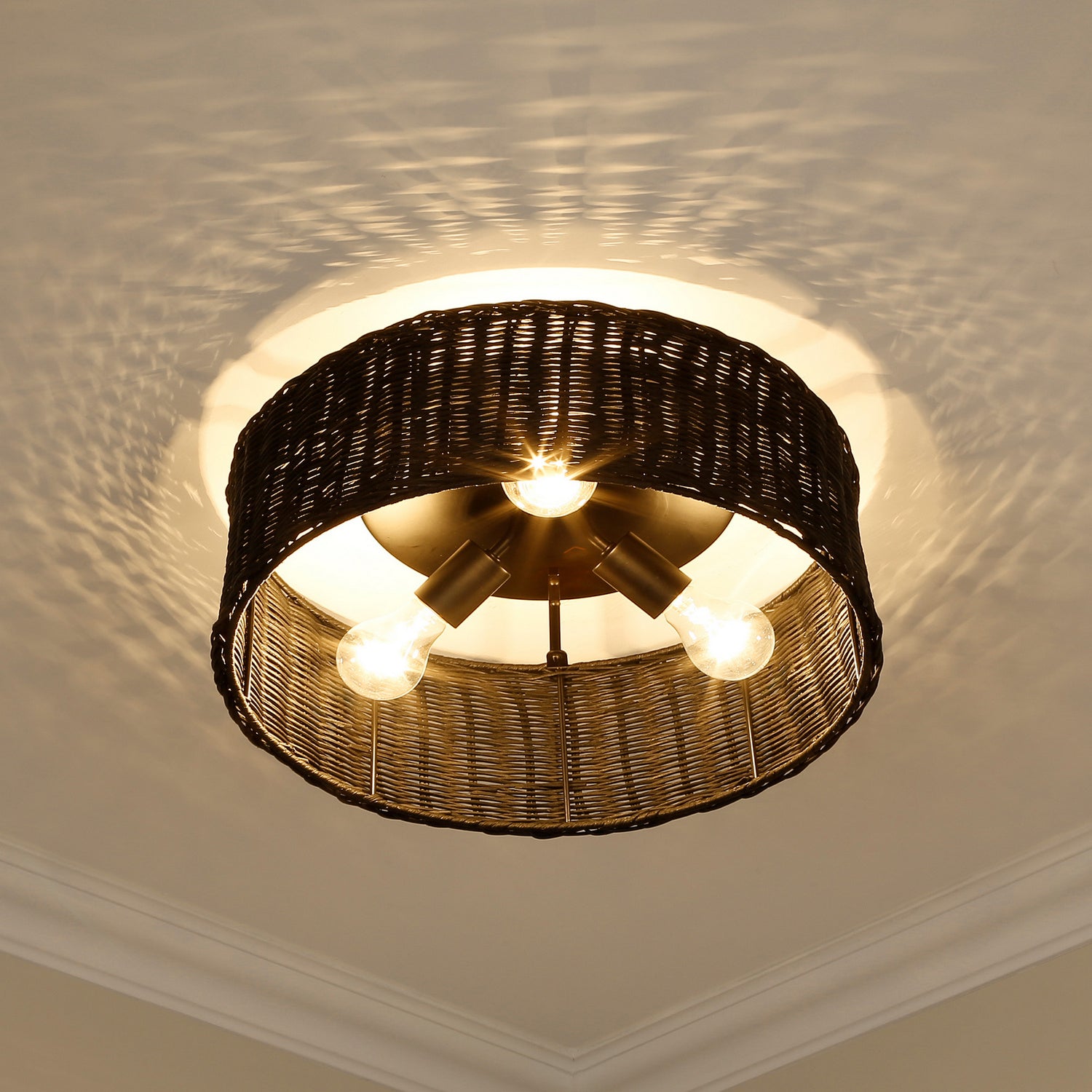 Golden - 1084-FM BLK-BW - Three Light Flush Mount - Erma - Matte Black