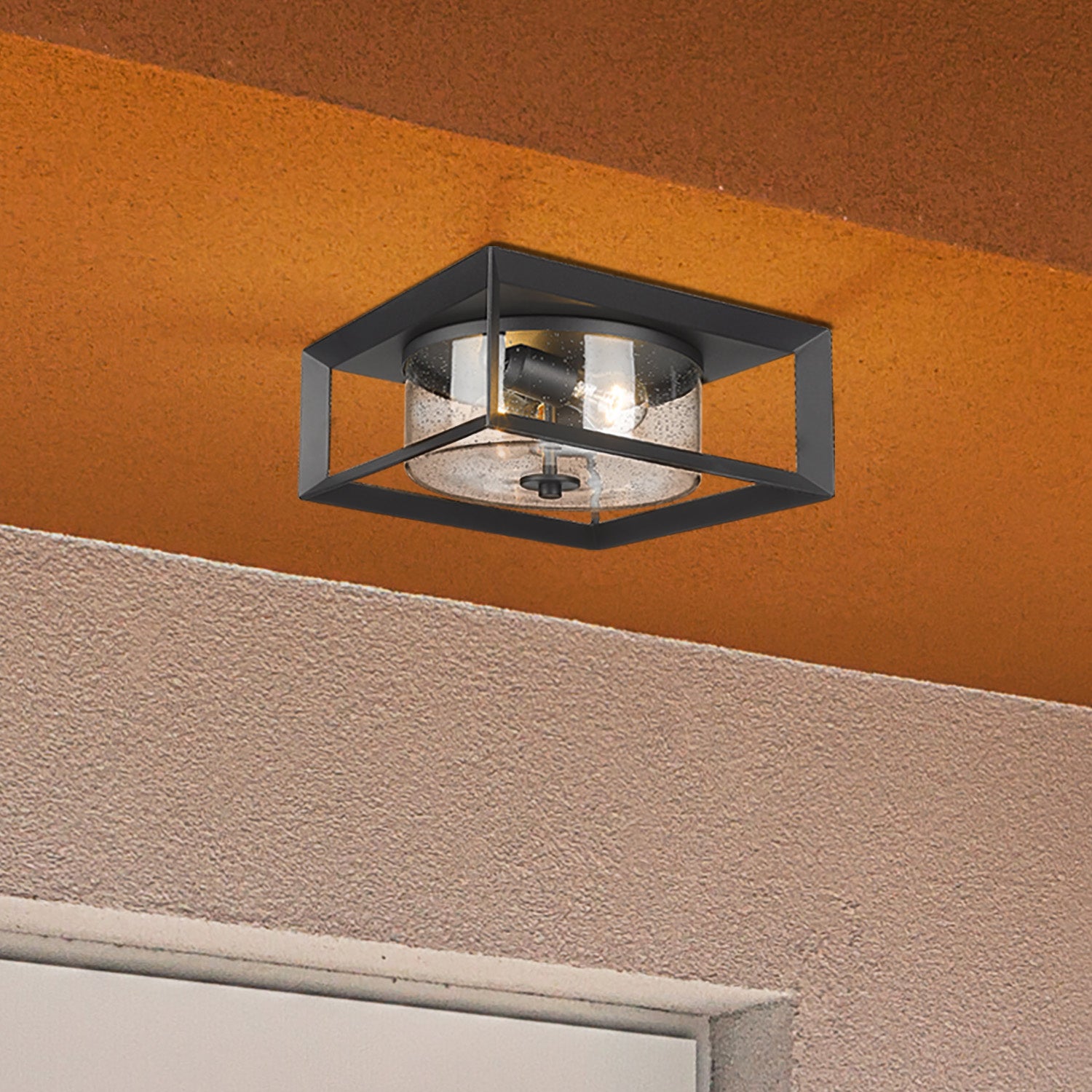Golden - 2073-OFM NB-SD - Two Light Outdoor Flush Mount - Smyth - Natural Black
