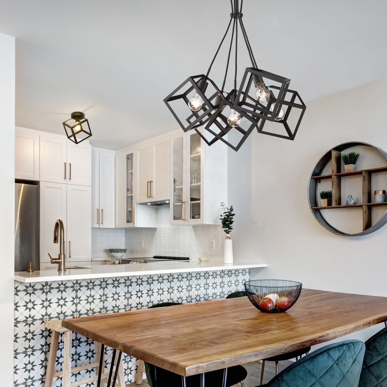 Golden - 2086-5P BLK - Five Light Pendant - Cassio - Matte Black