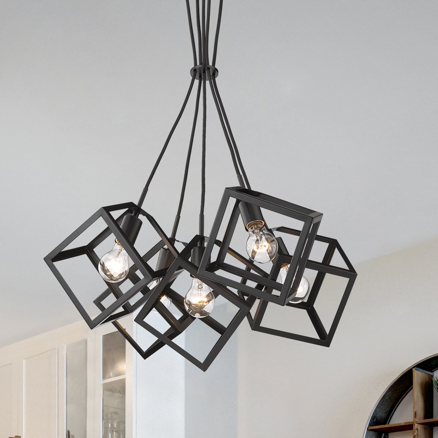 Golden - 2086-5P BLK - Five Light Pendant - Cassio - Matte Black