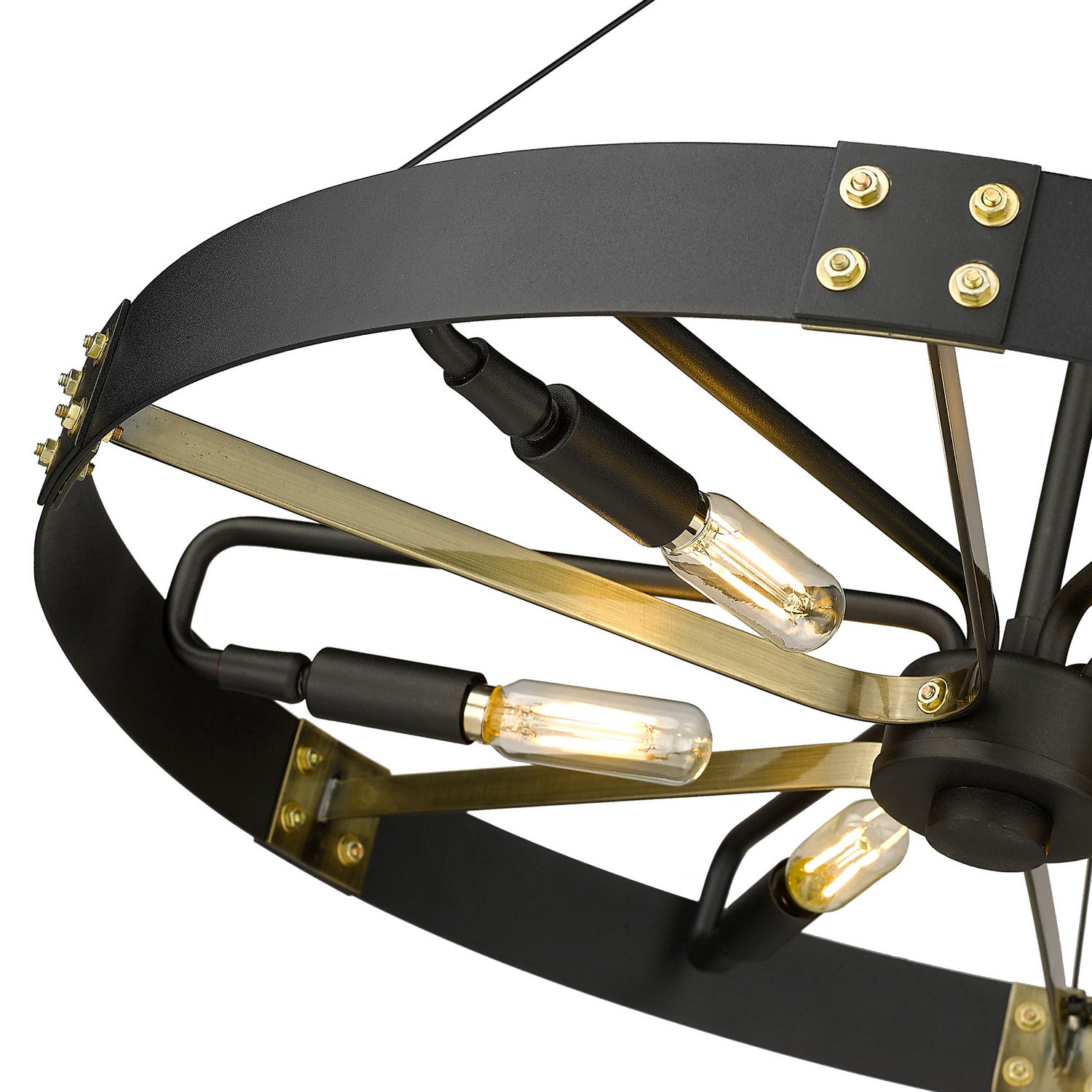 Golden - 3866-M NB-AB - Six Light Pendant - Vaughn - Natural Black