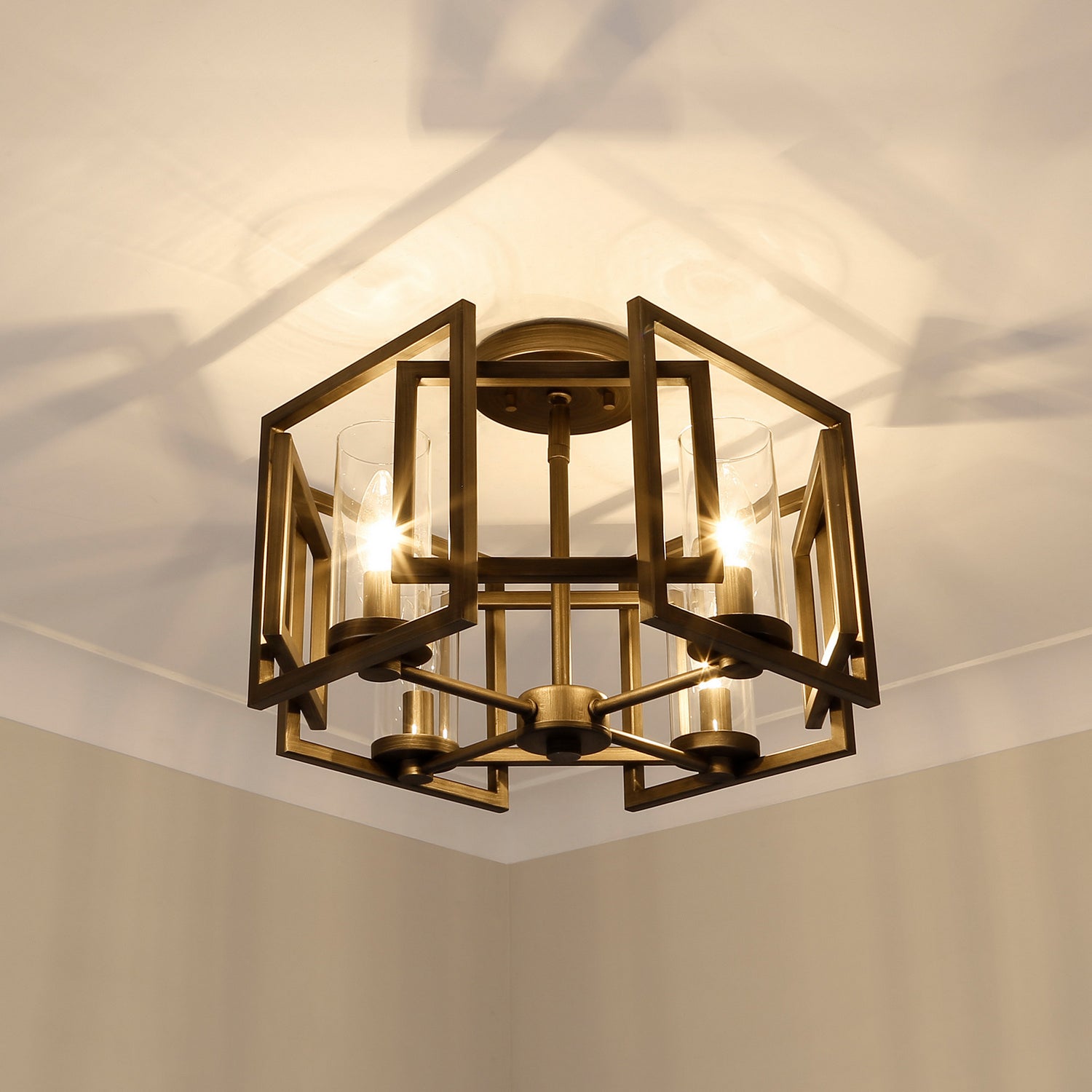 Golden - 6068-FM GMT - Four Light Flush Mount - Marco - Gunmetal Bronze