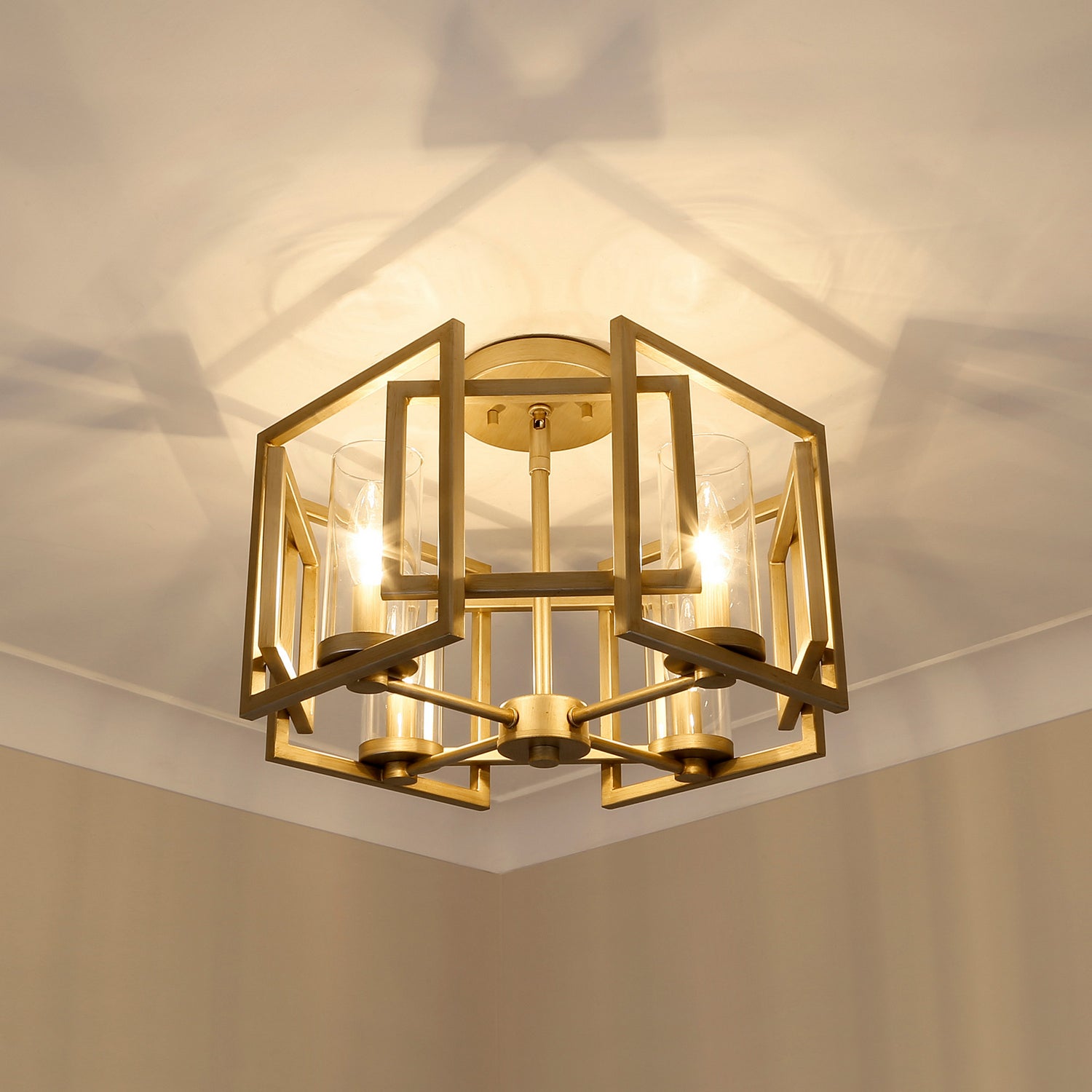 Golden - 6068-FM WG - Four Light Flush Mount - Marco - White Gold
