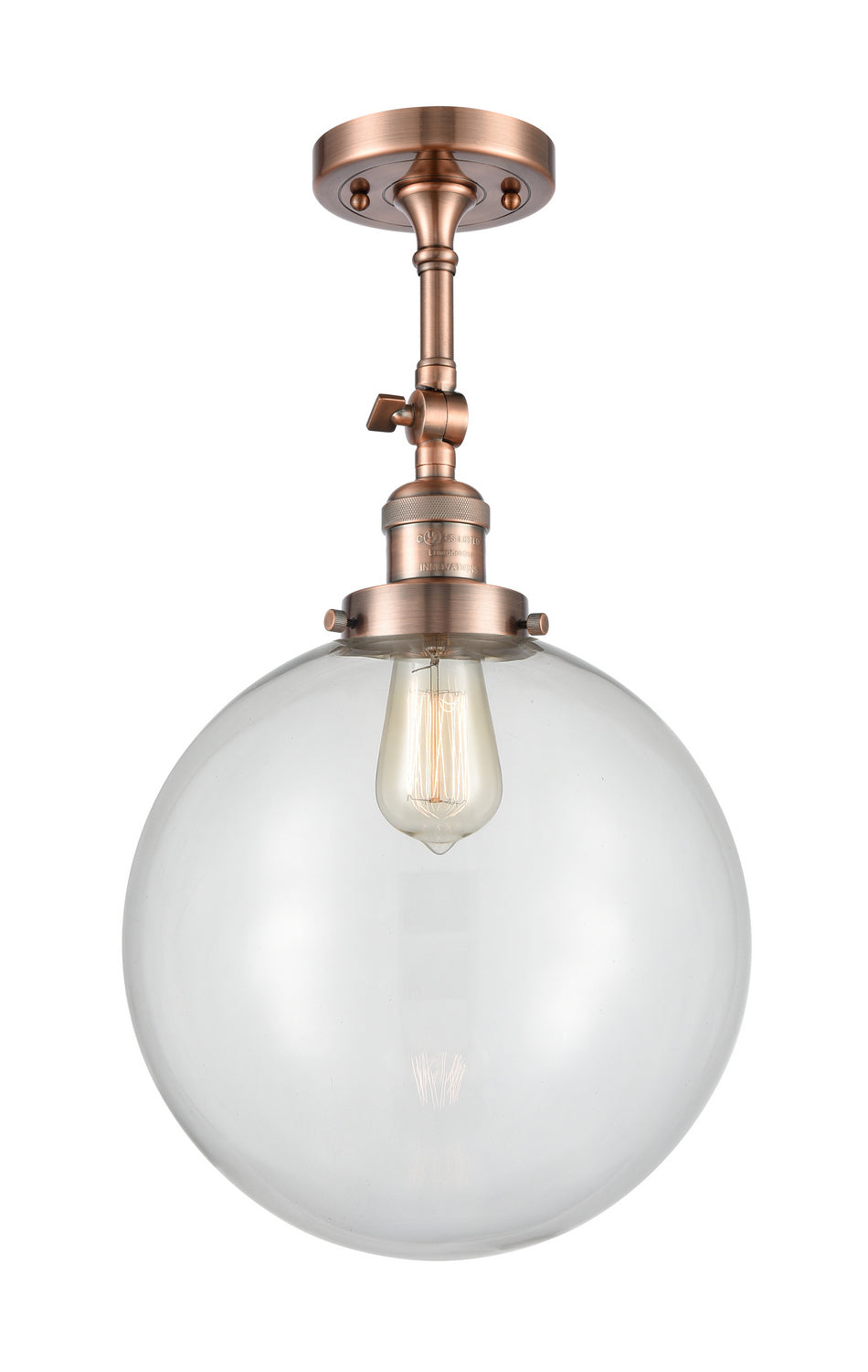 Innovations - 201F-AC-G202-12 - One Light Semi-Flush Mount - Franklin Restoration - Antique Copper