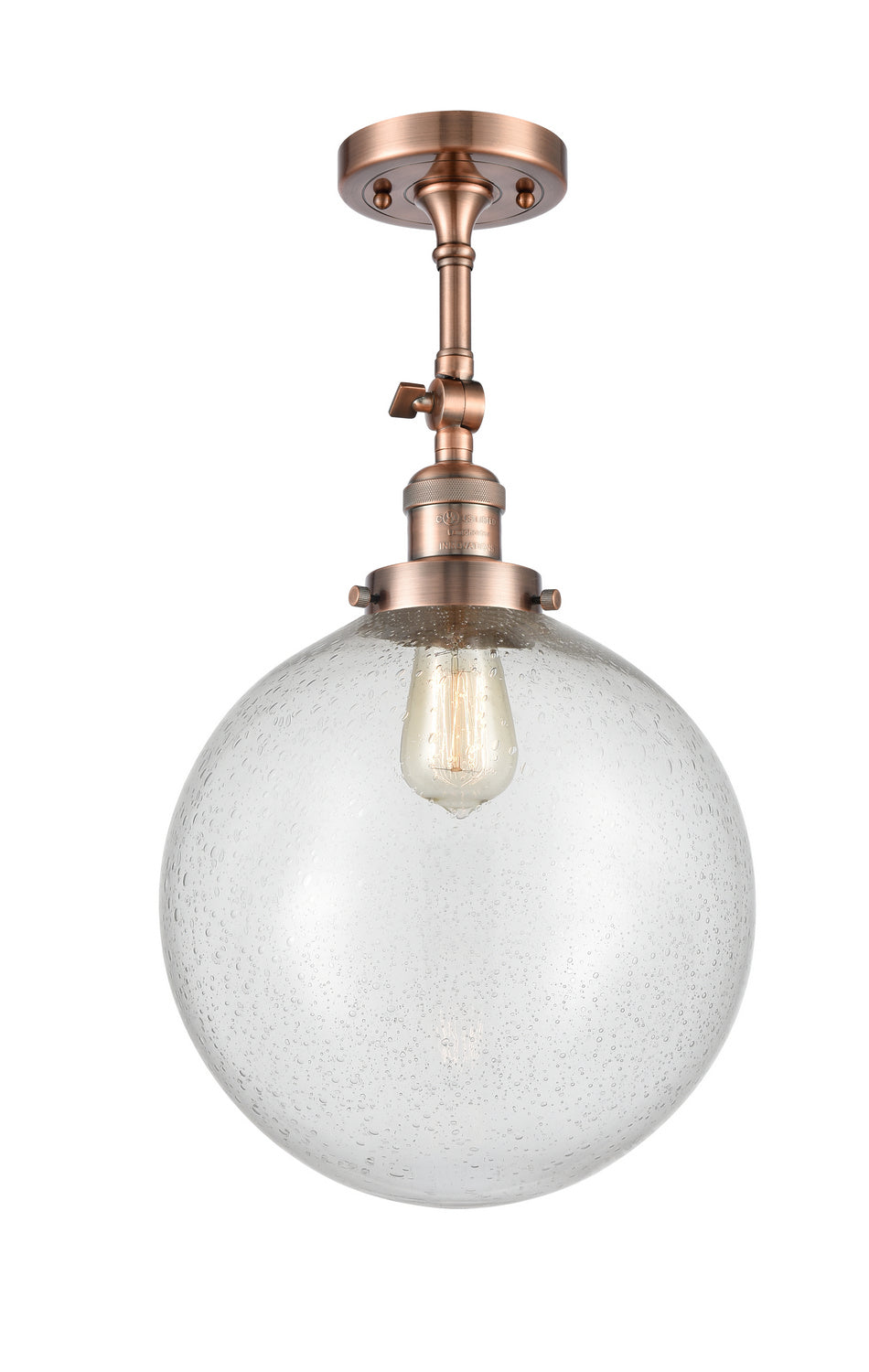 Innovations - 201F-AC-G204-12 - One Light Semi-Flush Mount - Franklin Restoration - Antique Copper