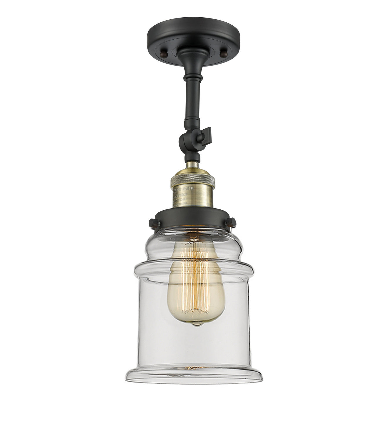 Innovations - 201F-BAB-G182 - One Light Semi-Flush Mount - Franklin Restoration - Black Antique Brass