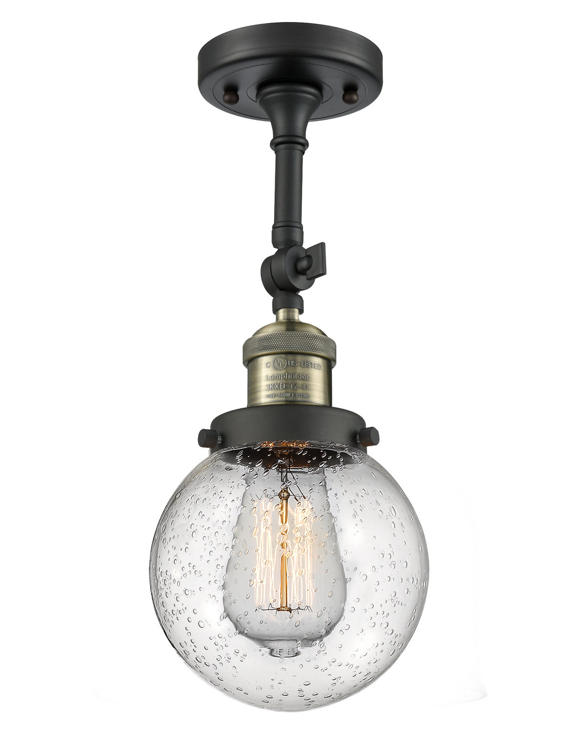 Innovations - 201F-BAB-G204-6 - One Light Semi-Flush Mount - Franklin Restoration - Black Antique Brass