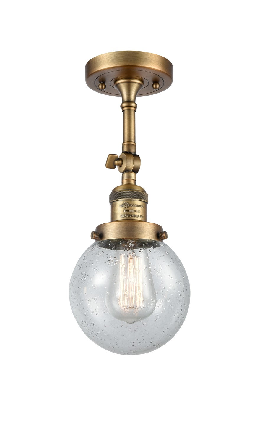 Innovations - 201F-BB-G204-6 - One Light Semi-Flush Mount - Franklin Restoration - Brushed Brass