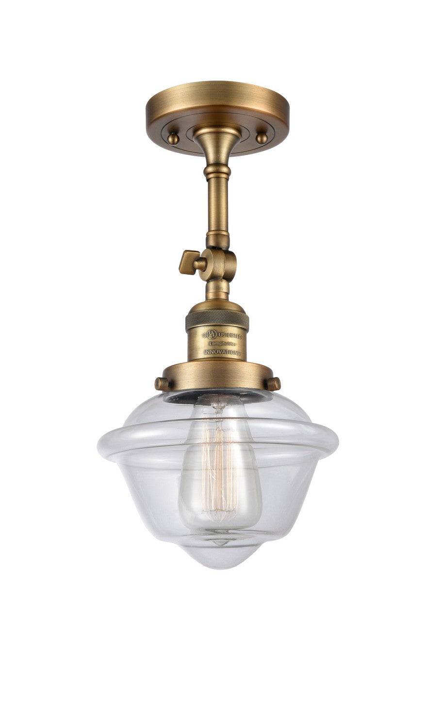Innovations - 201F-BB-G532 - One Light Semi-Flush Mount - Franklin Restoration - Brushed Brass