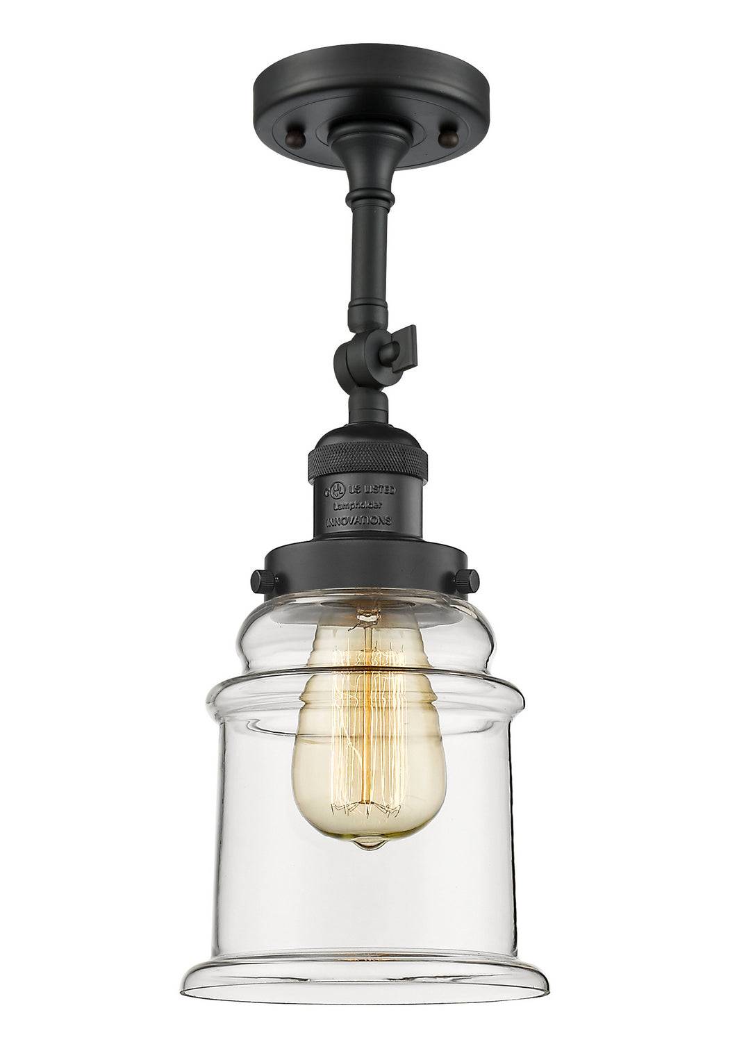 Innovations - 201F-BK-G182 - One Light Semi-Flush Mount - Franklin Restoration - Matte Black
