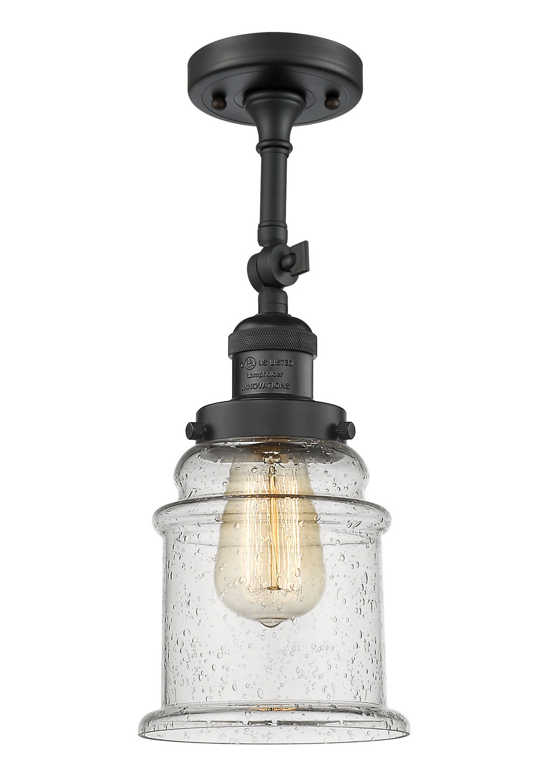 Innovations - 201F-BK-G184 - One Light Semi-Flush Mount - Franklin Restoration - Matte Black