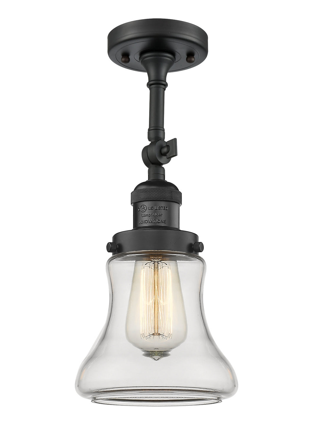 Innovations - 201F-BK-G192 - One Light Semi-Flush Mount - Franklin Restoration - Matte Black