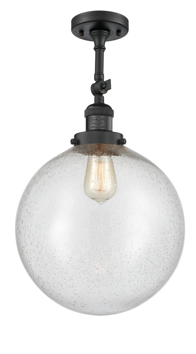 Innovations - 201F-BK-G204-12 - One Light Semi-Flush Mount - Franklin Restoration - Matte Black