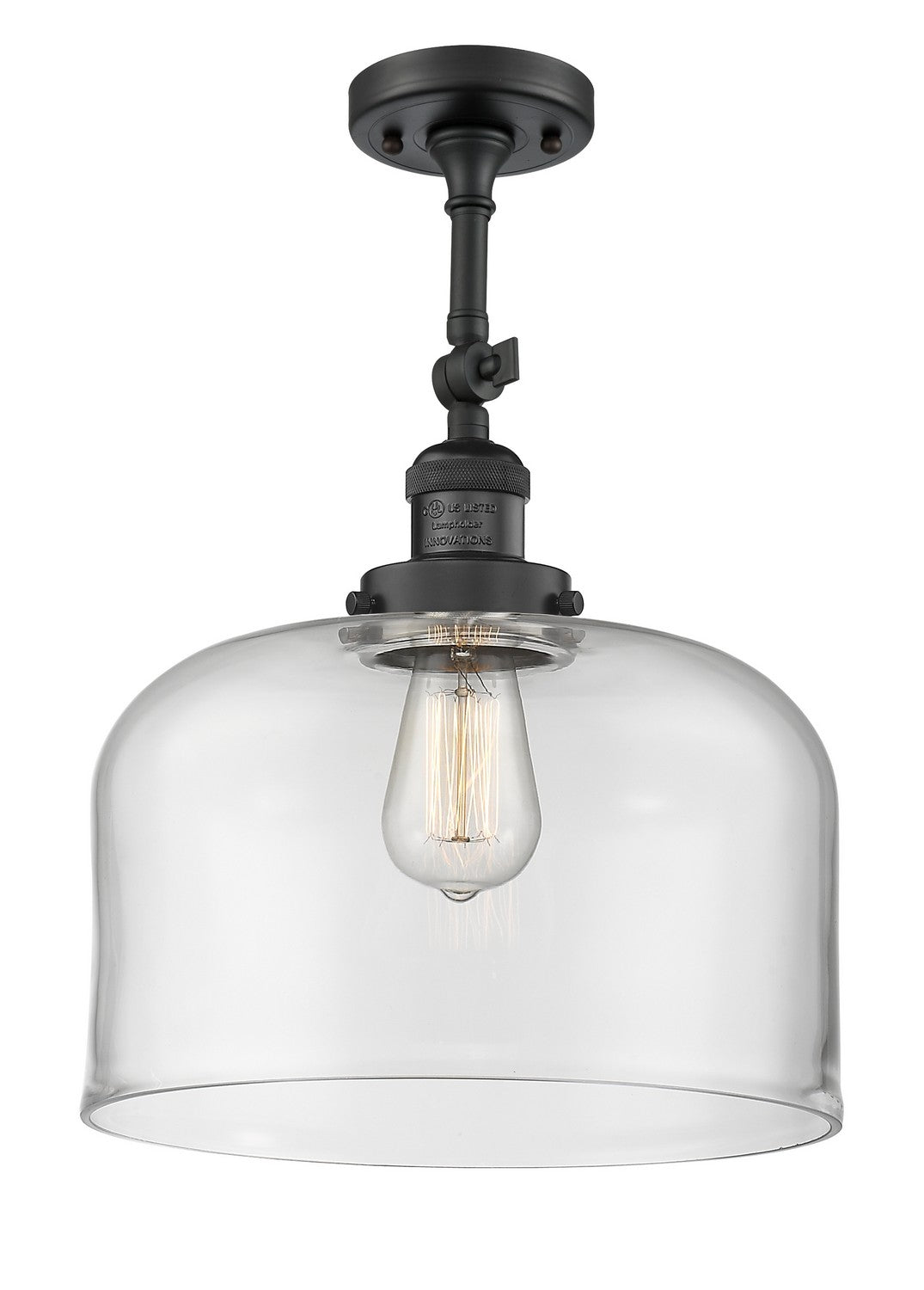 Innovations - 201F-BK-G72-L - One Light Semi-Flush Mount - Franklin Restoration - Matte Black
