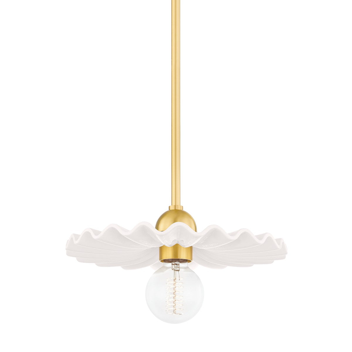 Mitzi - H499701-AGB/CCR - One Light Pendant - Tinsley - Aged Brass/Ceramic Gloss Cream