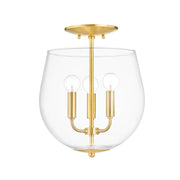 Mitzi - H557603-AGB - Three Light Semi Flush Mount - Bobbi - Aged Brass