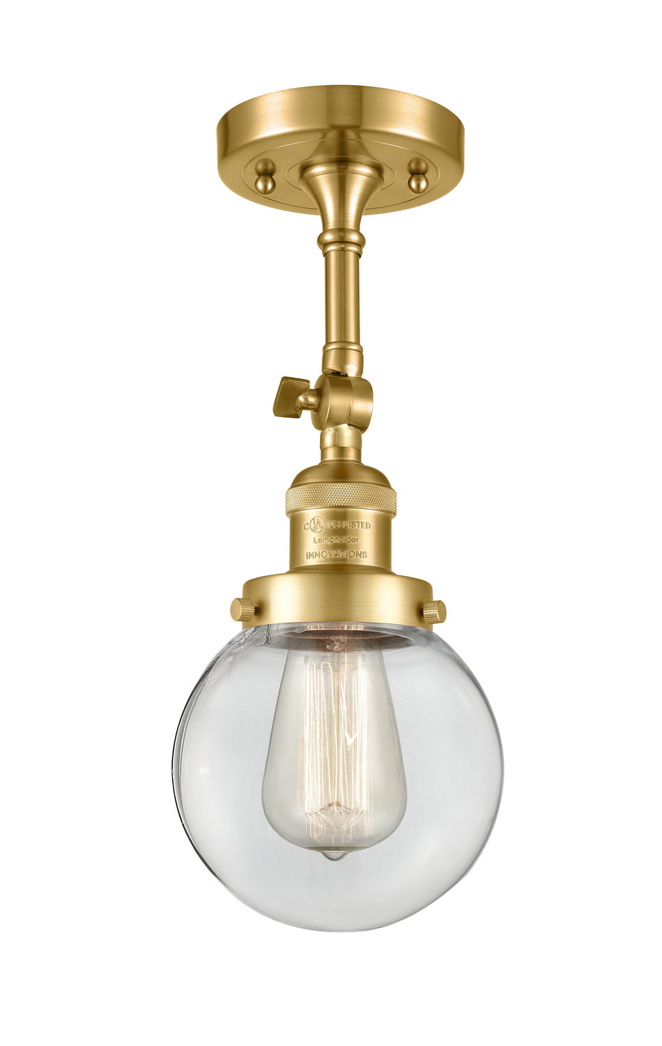 Innovations - 201F-SG-G202-6 - One Light Semi-Flush Mount - Franklin Restoration - Satin Gold